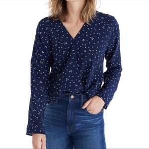 Madewell faux wrap silk heart flip blouse